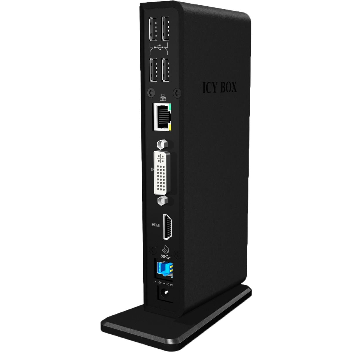 Estación de acoplamiento dual ICY BOX USB 3.0 IB-DK2241AC 1x DVI 1x HDMI 2048x1152 Px LAN Gigabit 2x USB 3.0 4x USB 2.0 Concentrador Audio 1xUSB BC1.2
