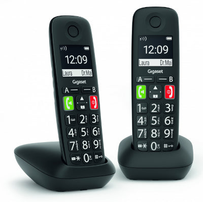 Gigaset E290 Duo - groottoetsentelefoon met 2 handsets - zwart